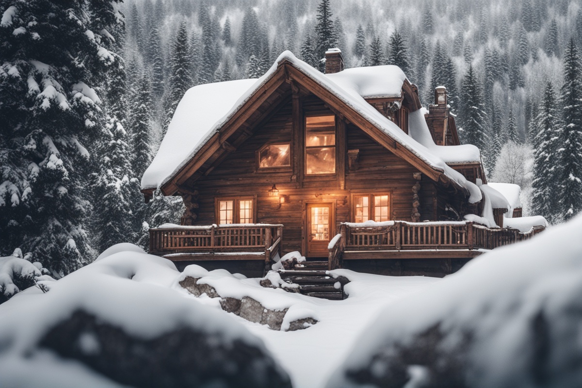 Scenic Winter Lodge Nestled In Ranges